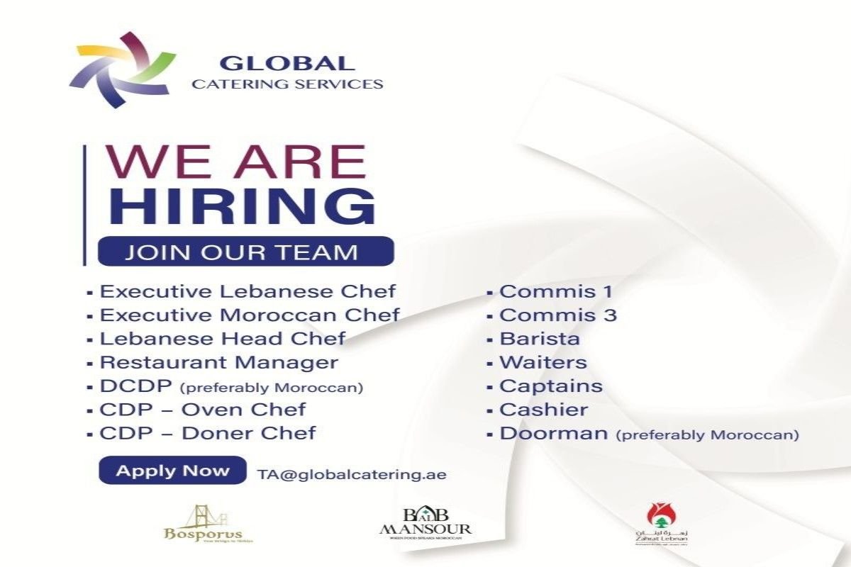 Global Catering Services Abu Dhabi UAE Hiring Chefs, Waiters & Restaurant Staff